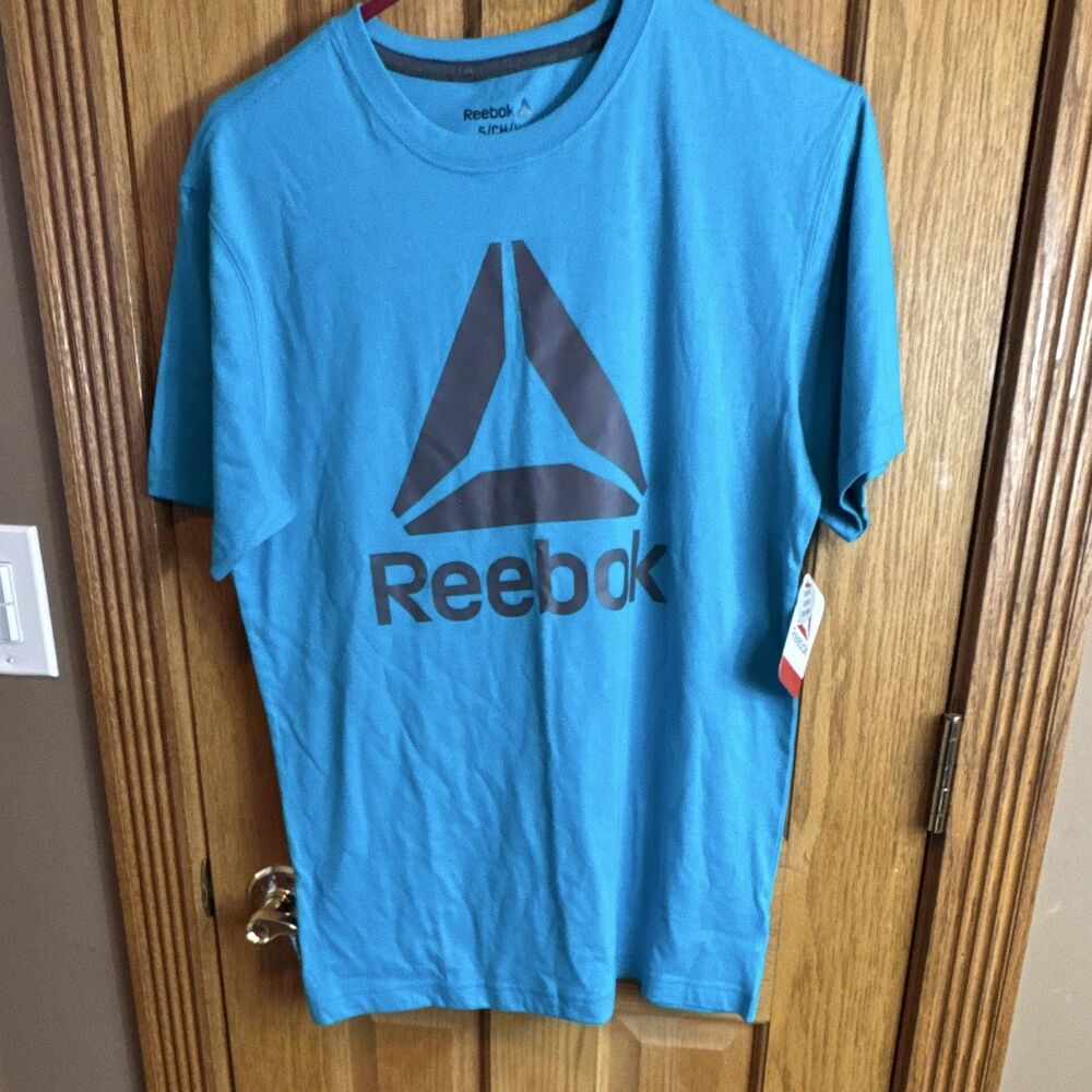 Reebok RBK Graphic Tee Rack Blue Graphic Logo Crew Neck Short Sleeve T-Shirt S